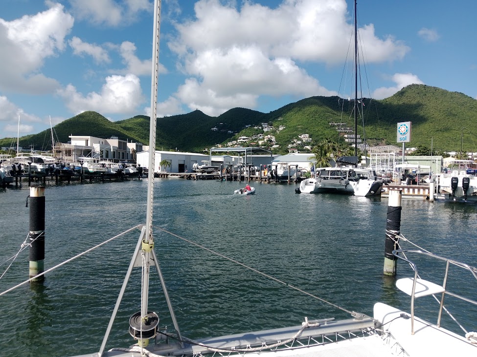 Boats moored at Island Water World Marina in St. Maarten.