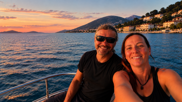 Ramon and Lotte, founders of Mutiny Maritime Recruitment at the bow.