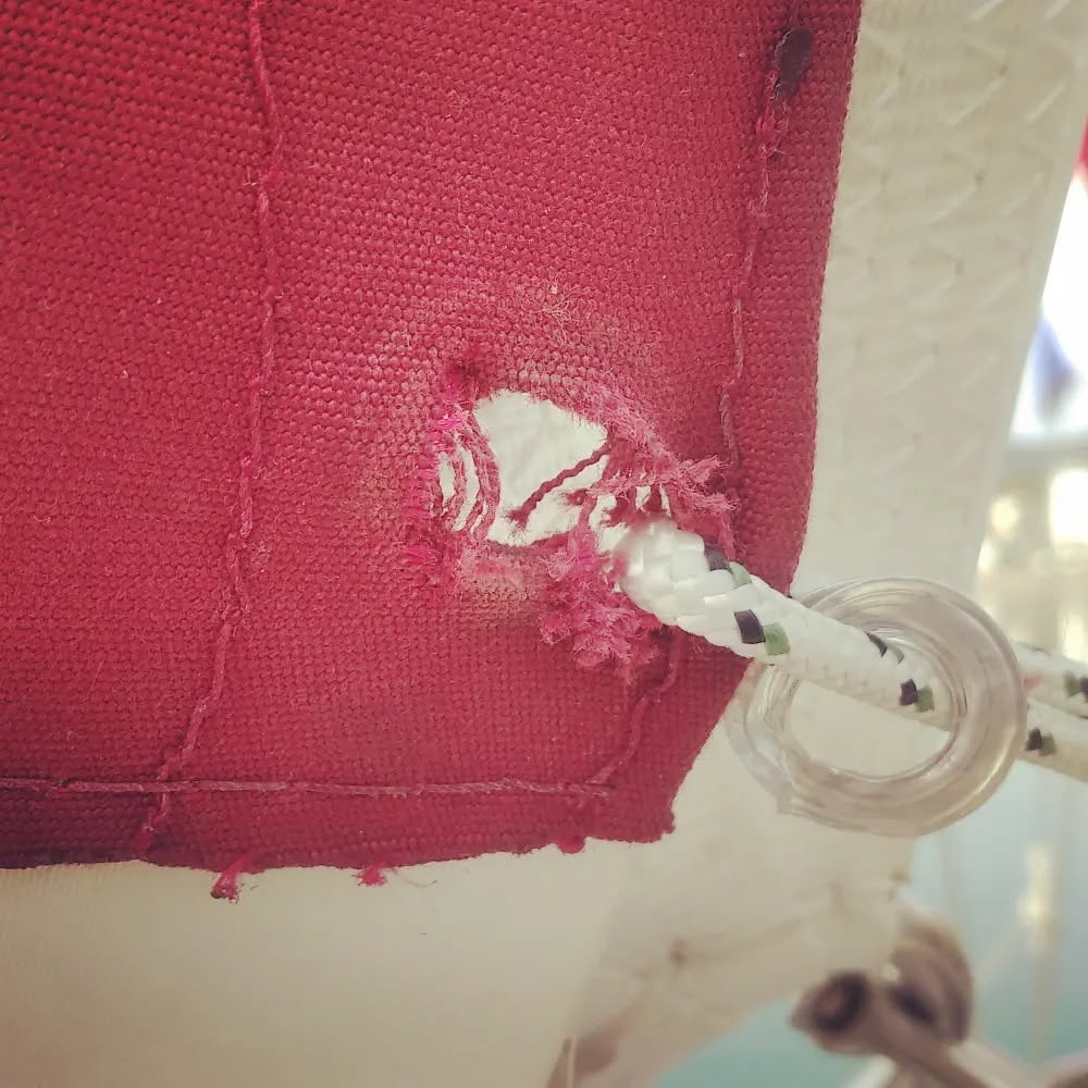 Grommet ripped out of bimini